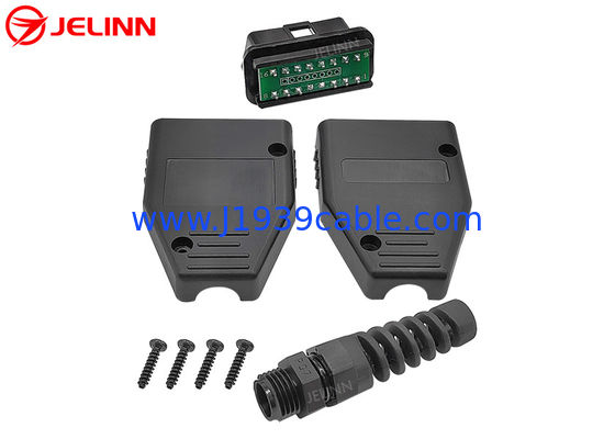OBD2 OBDII Enclosure with J1962 OBD2 Male Connector and Wire Tube
