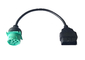 Green Deutsch 9 Pin J1939 Male to J1962 OBD2 OBDII 16 Pin Male Cable