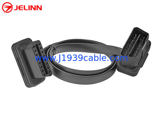 Maschio ad angolo retto di OBD2 OBDII 16-Pin J1962 al cavo piano di estensione femminile