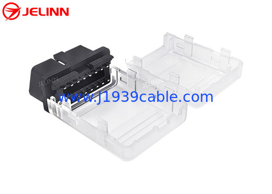Contenitore trasparente in plastica OBD2 Contenitore OBD 2 e connettore maschio OBDII con perni dritti